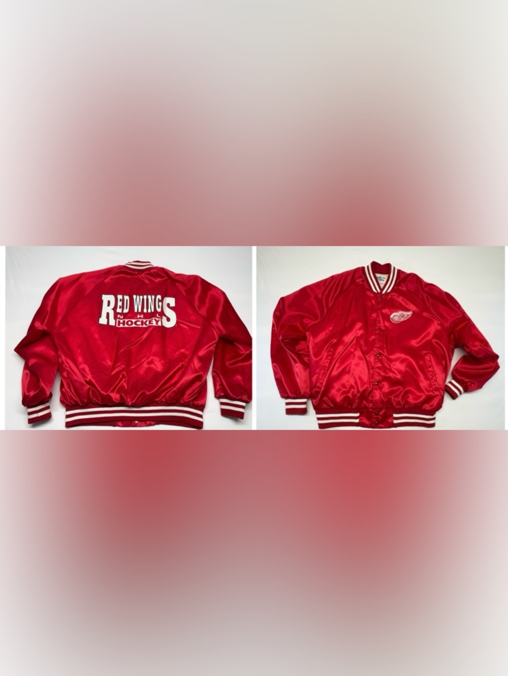 VINTAGE 90s Detroit Red Wings SatinBomber Jacket-2XL (Fits XL) Excellent Condion